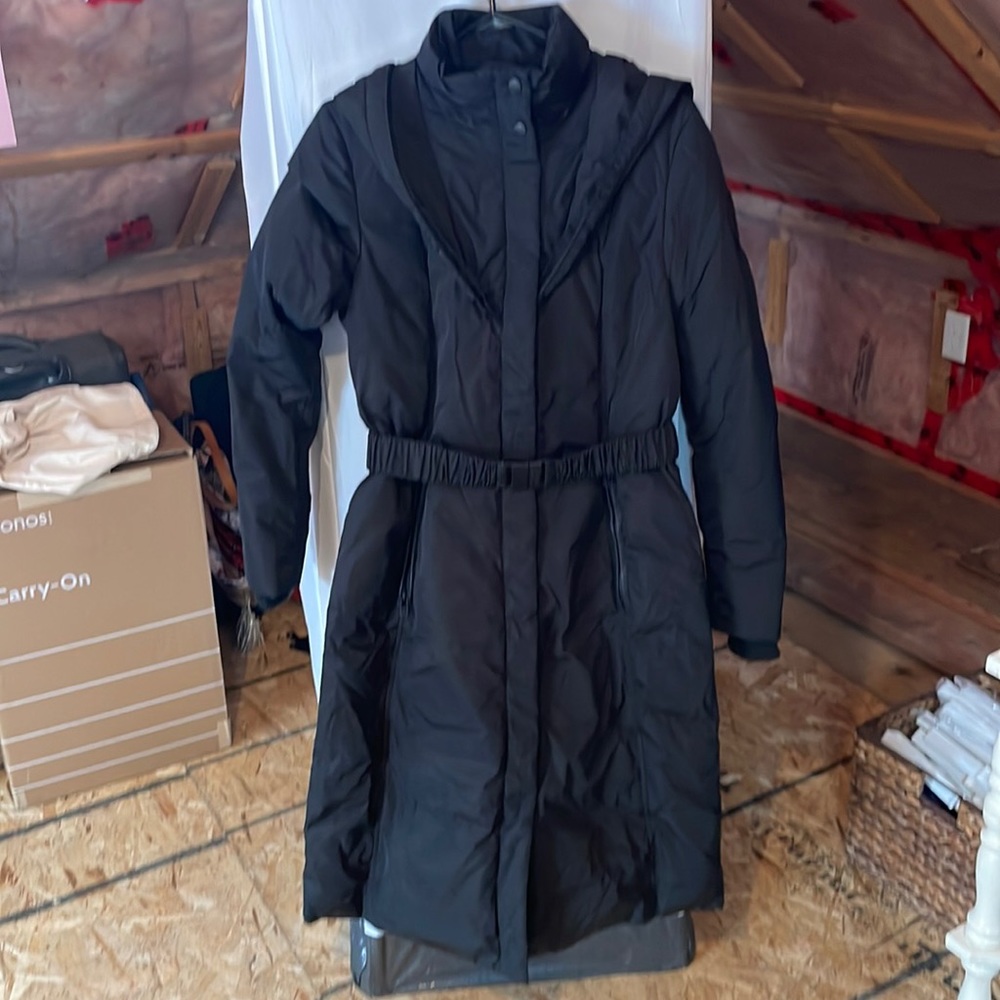 Midi length down winter coat